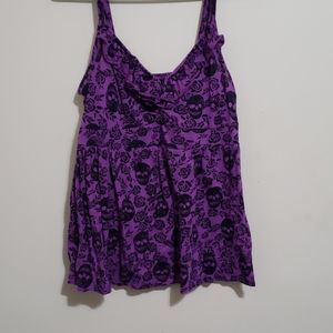 Purple skull floral tank